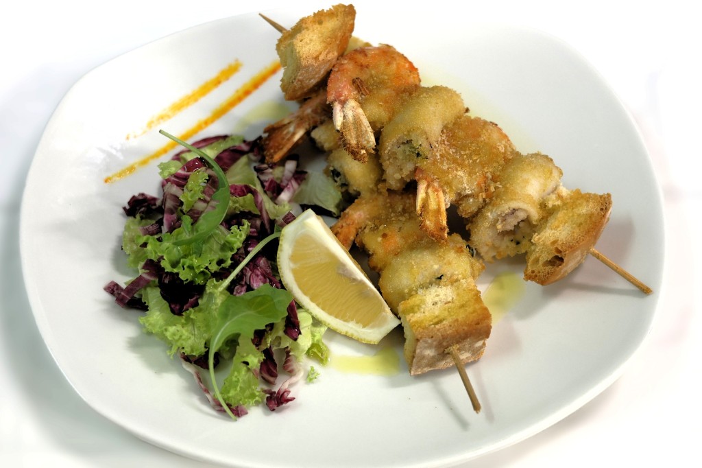 Spiedino di calamari e gamberi, Ristorante Alcide